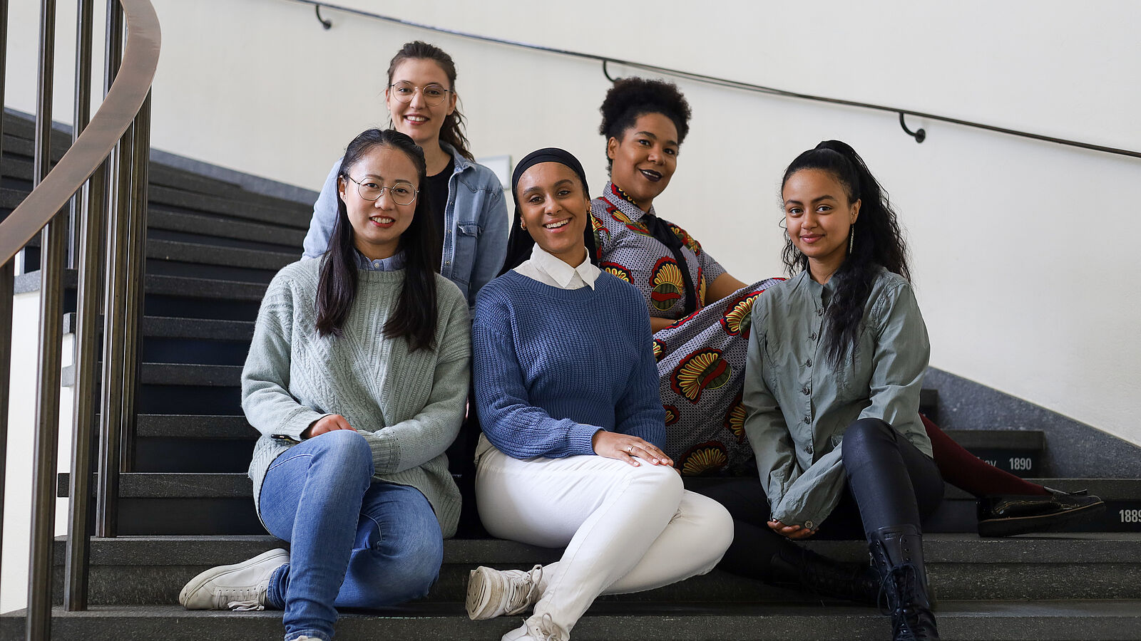 The organizing team of SESCAS22 in spring 2022: (from left to right) Xiao Meng, Raluca Marcu, Ellen Sow, Elisa da Costa, Gelila Berhanu (picture: Ivanca Kosicova 2022).